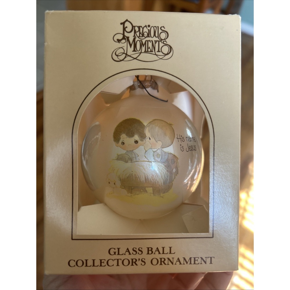 VTG Enesco Precious Moments Christmas Glass Ball Collector's Ornaments 1980